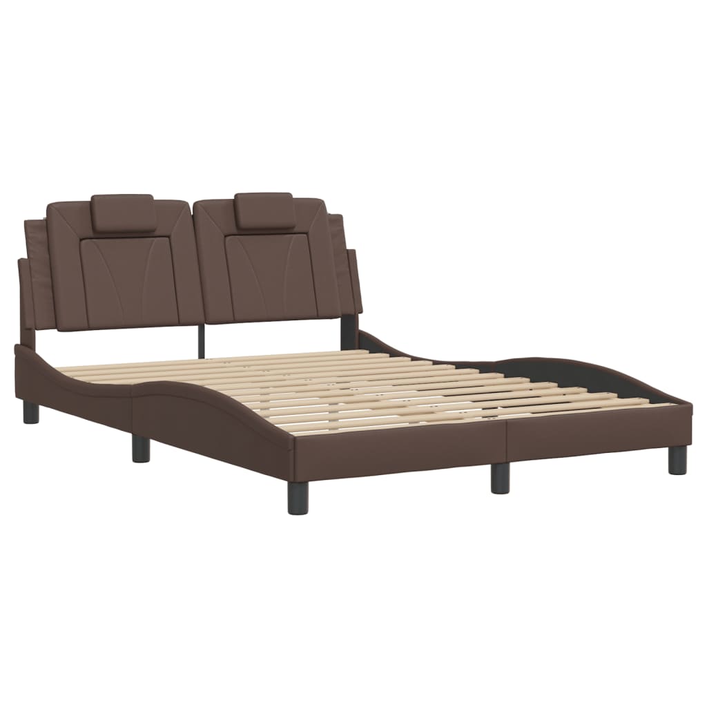 Bedframe "Viana" zonder matras kunstleer bruin 120x200 cm is nu te koop bij PeponiXL, paradijselijk wonen!