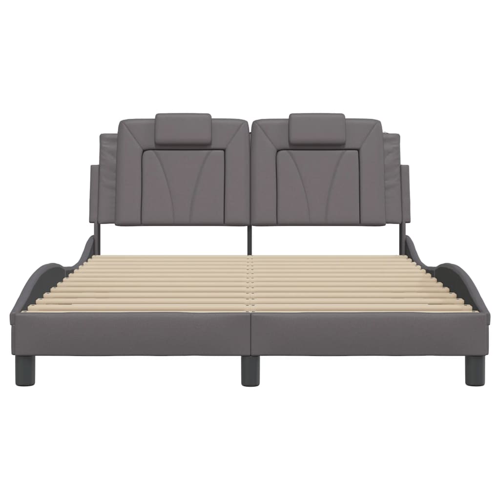 Bedframe "Viana" zonder matras kunstleer grijs 120x200 cm is nu te koop bij PeponiXL, paradijselijk wonen!