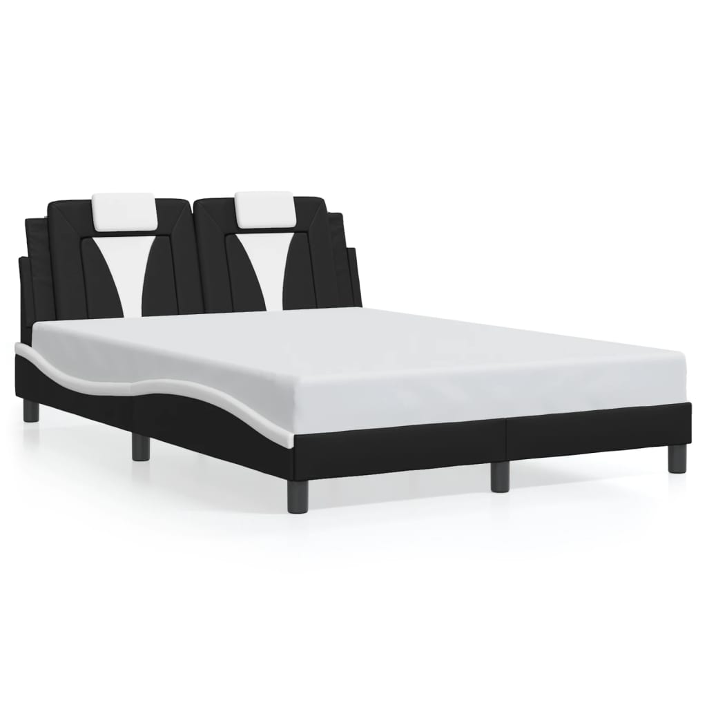 Bedframe "Viana" zonder matras kunstleer zwart en wit 120x200 cm is nu te koop bij PeponiXL, paradijselijk wonen!