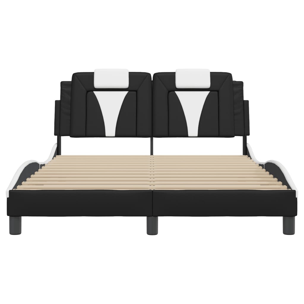 Bedframe "Viana" zonder matras kunstleer zwart en wit 120x200 cm is nu te koop bij PeponiXL, paradijselijk wonen!