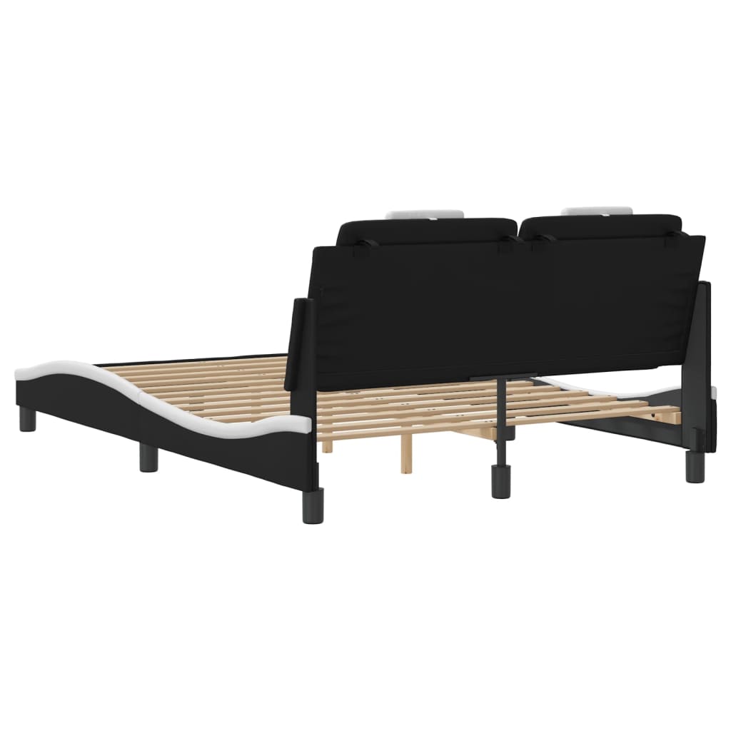 Bedframe "Viana" zonder matras kunstleer zwart en wit 120x200 cm is nu te koop bij PeponiXL, paradijselijk wonen!