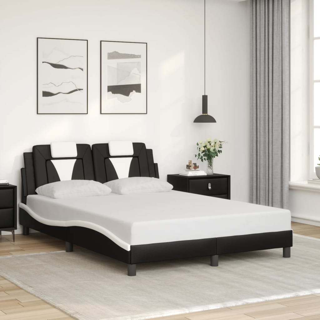 Bedframe "Viana" zonder matras kunstleer zwart en wit 120x200 cm is nu te koop bij PeponiXL, paradijselijk wonen!