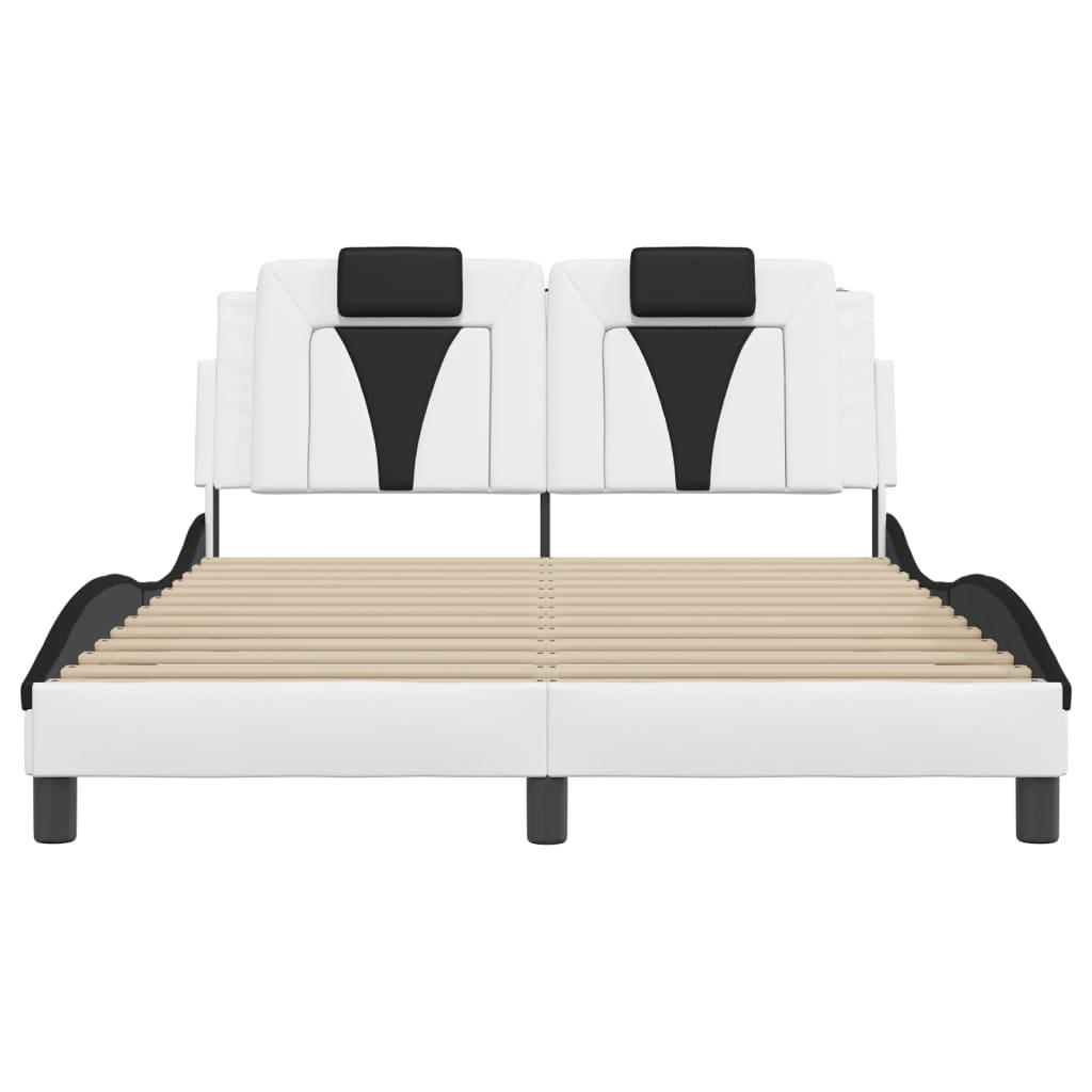 Bedframe "Viana" zonder matras kunstleer zwart en wit 120x200 cm is nu te koop bij PeponiXL, paradijselijk wonen!