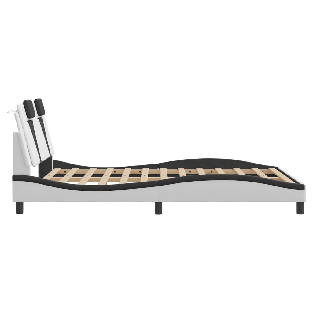 Bedframe "Viana" zonder matras kunstleer zwart en wit 120x200 cm is nu te koop bij PeponiXL, paradijselijk wonen!