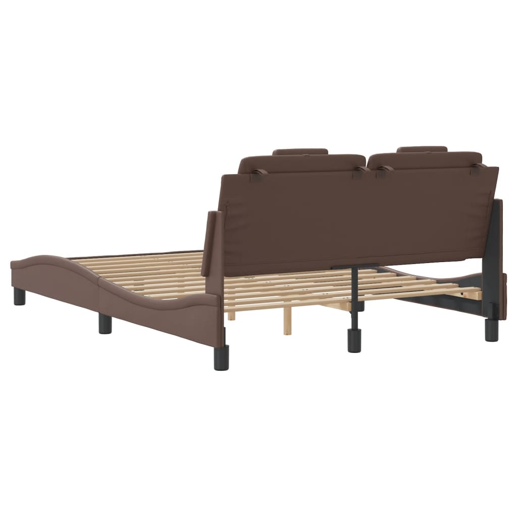 Bedframe "Viana" zonder matras kunstleer bruin 140x190 cm is nu te koop bij PeponiXL, paradijselijk wonen!