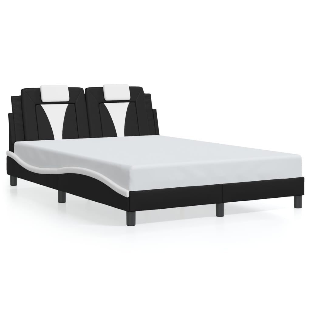 Bedframe "Viana" zonder matras kunstleer zwart en wit 140x190 cm is nu te koop bij PeponiXL, paradijselijk wonen!