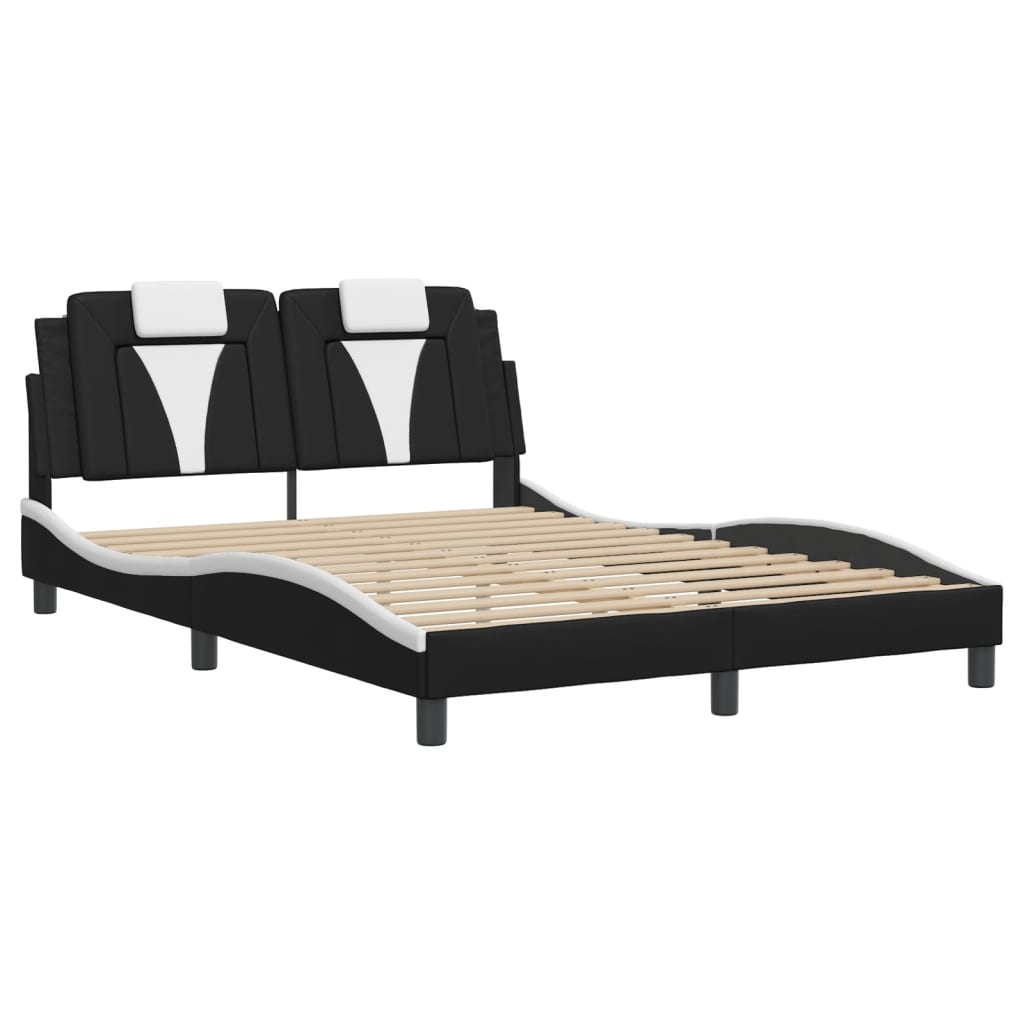 Bedframe "Viana" zonder matras kunstleer zwart en wit 140x190 cm is nu te koop bij PeponiXL, paradijselijk wonen!