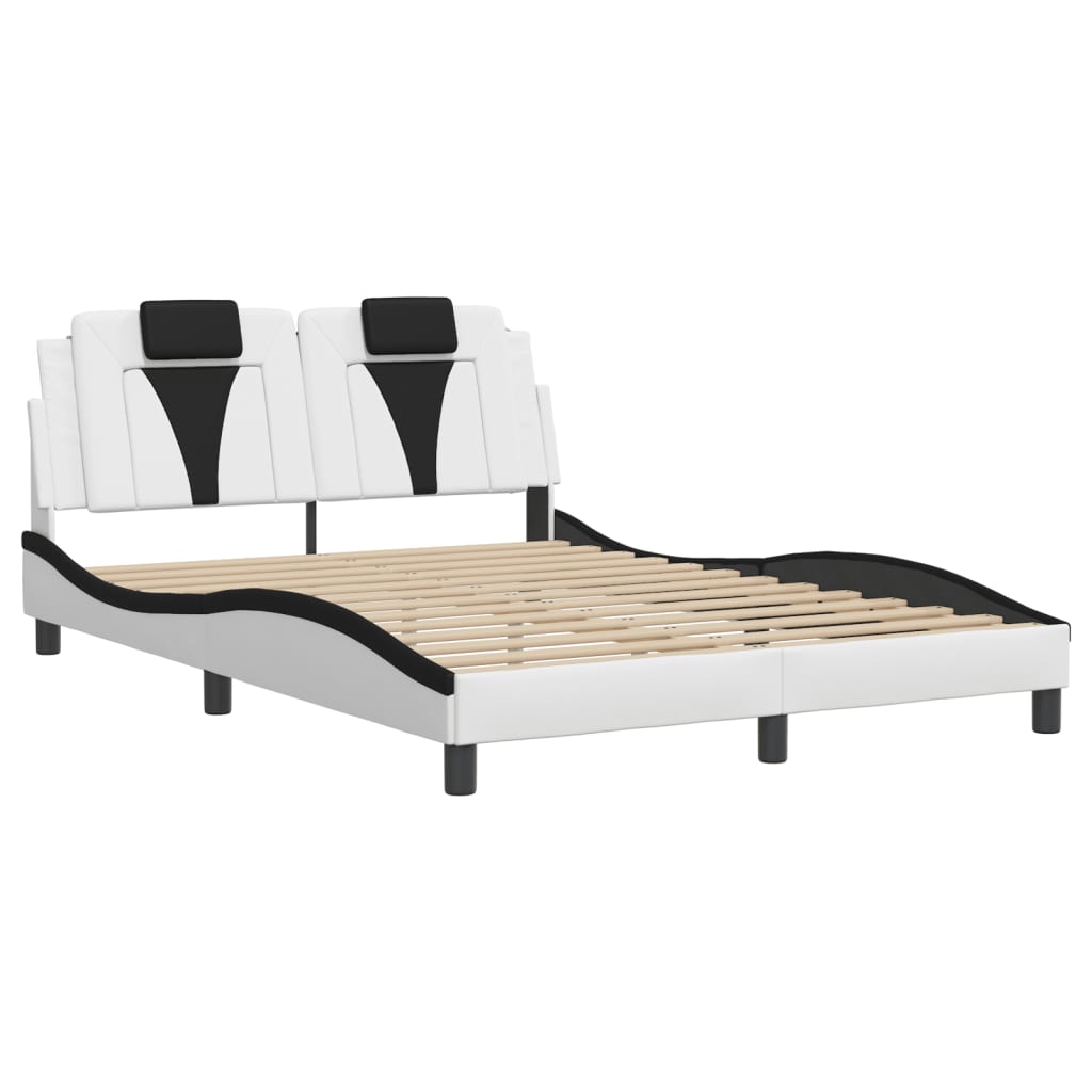 Bedframe "Viana" zonder matras kunstleer wit en zwart 140x190 cm is nu te koop bij PeponiXL, paradijselijk wonen!
