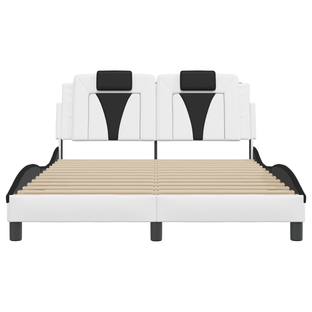Bedframe "Viana" zonder matras kunstleer wit en zwart 140x190 cm is nu te koop bij PeponiXL, paradijselijk wonen!