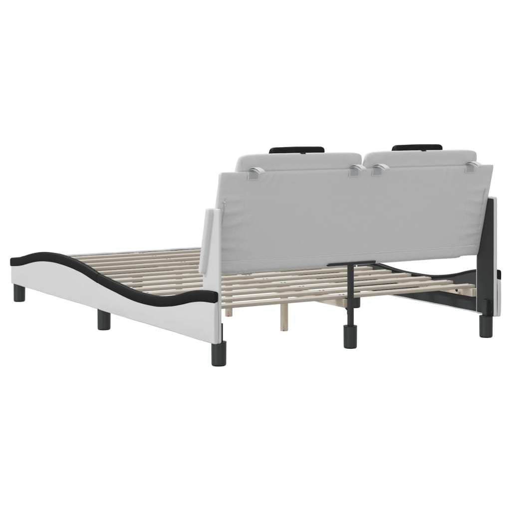 Bedframe "Viana" zonder matras kunstleer wit en zwart 140x190 cm is nu te koop bij PeponiXL, paradijselijk wonen!