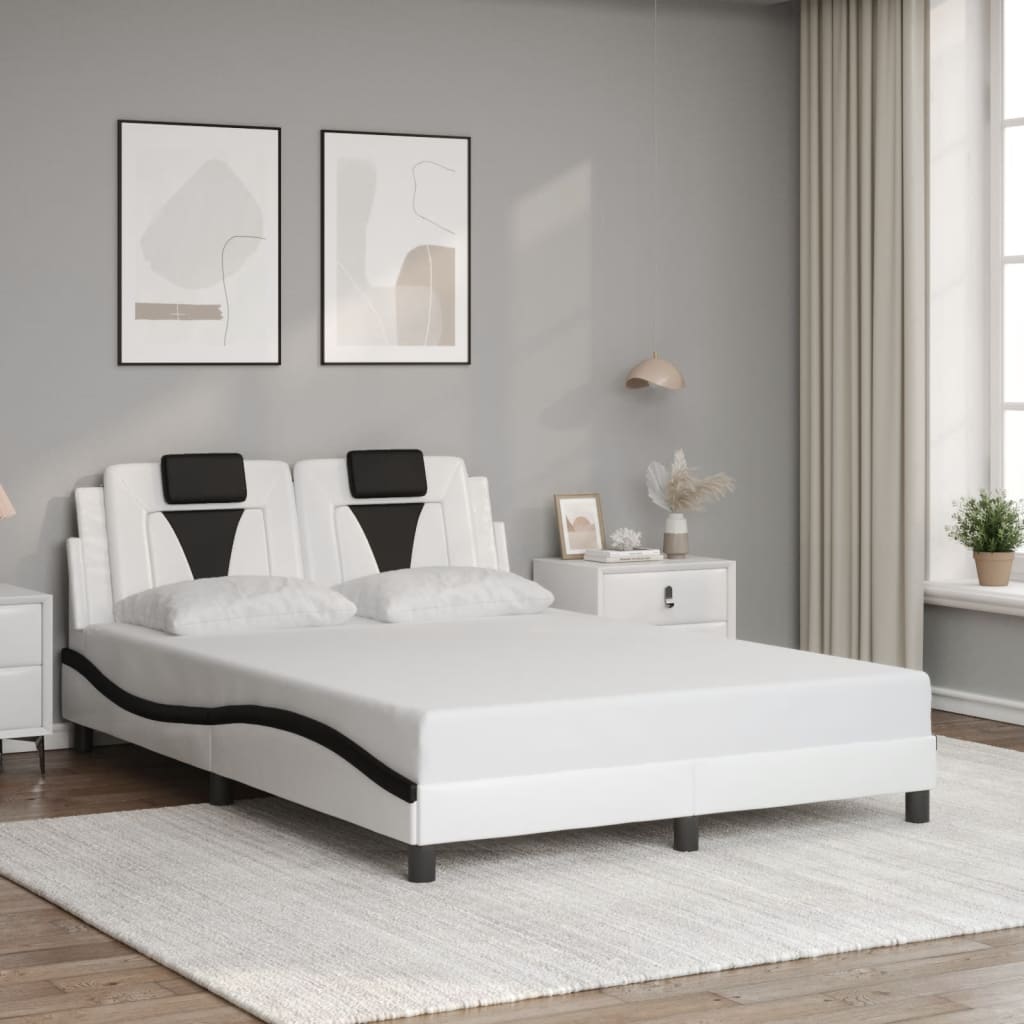 Bedframe "Viana" zonder matras kunstleer wit en zwart 140x190 cm is nu te koop bij PeponiXL, paradijselijk wonen!