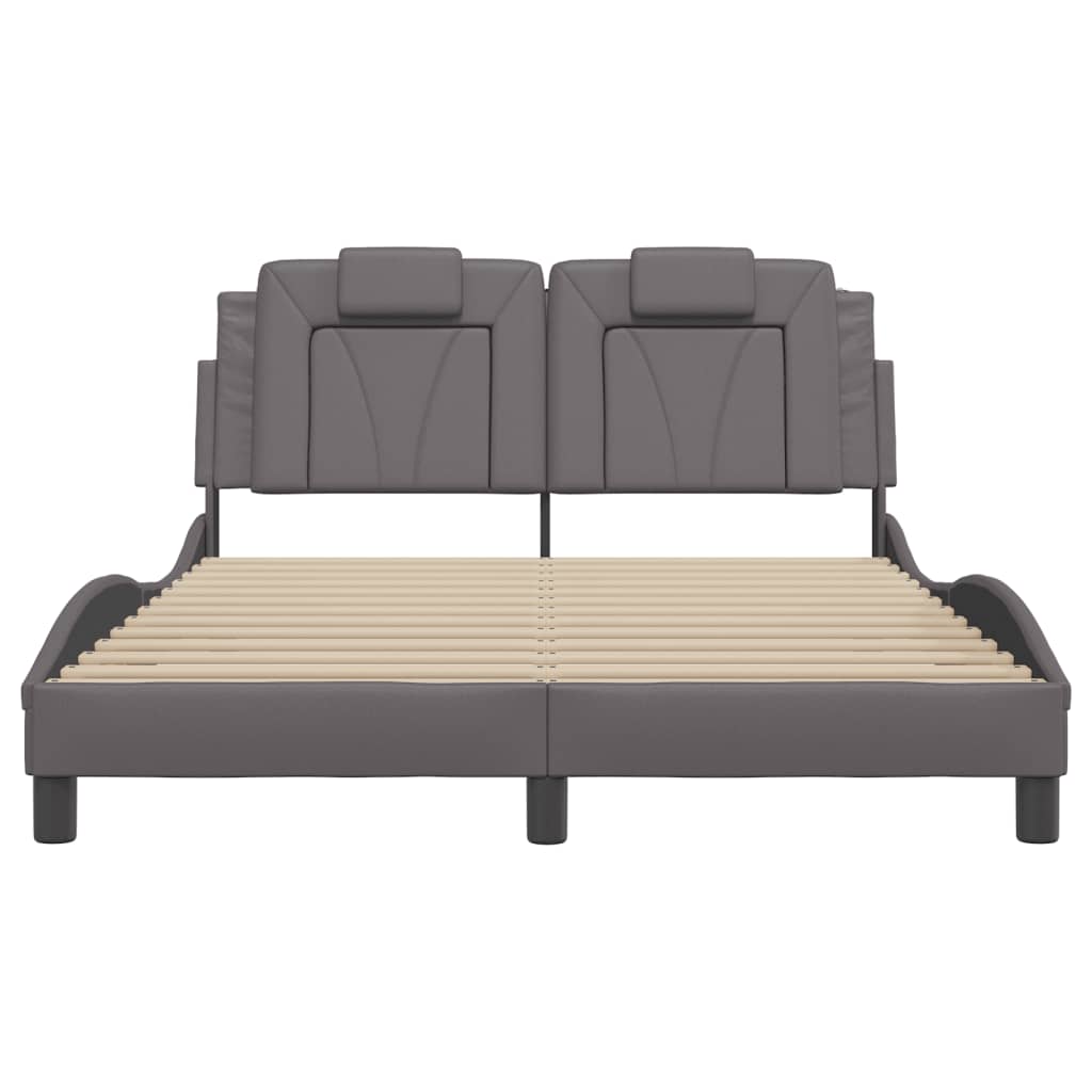 Bedframe "Viana" zonder matras kunstleer grijs 140x200 cm is nu te koop bij PeponiXL, paradijselijk wonen!