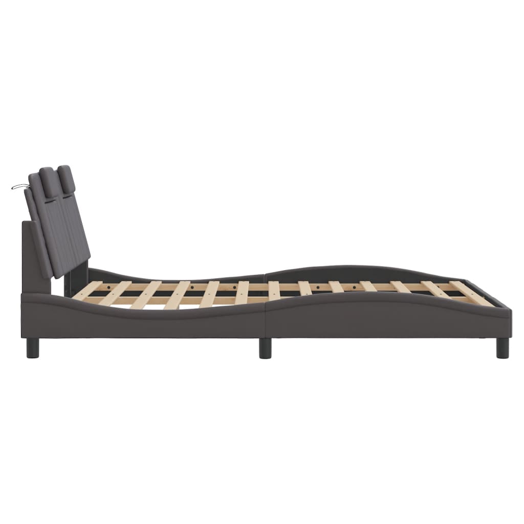 Bedframe "Viana" zonder matras kunstleer grijs 140x200 cm is nu te koop bij PeponiXL, paradijselijk wonen!