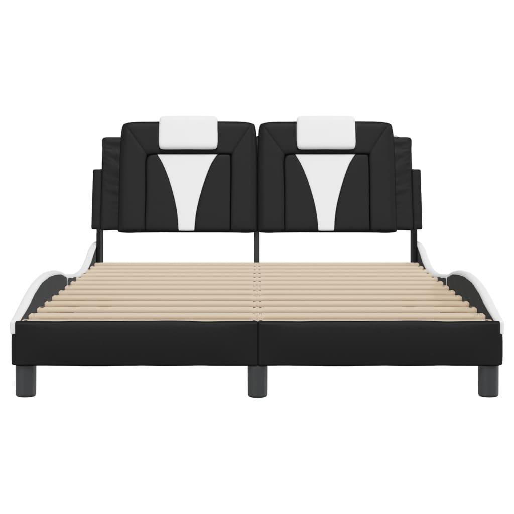 Bedframe "Viana" zonder matras kunstleer zwart en wit 140x200 cm is nu te koop bij PeponiXL, paradijselijk wonen!