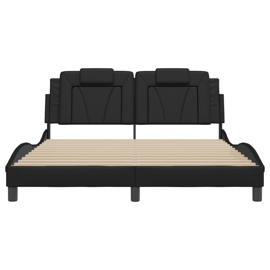 Bedframe "Viana" zonder matras kunstleer zwart 160x200 cm is nu te koop bij PeponiXL, paradijselijk wonen!