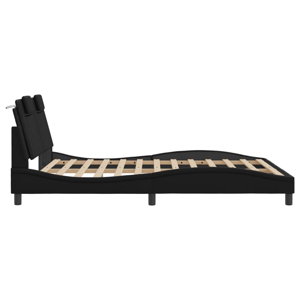 Bedframe "Viana" zonder matras kunstleer zwart 160x200 cm is nu te koop bij PeponiXL, paradijselijk wonen!