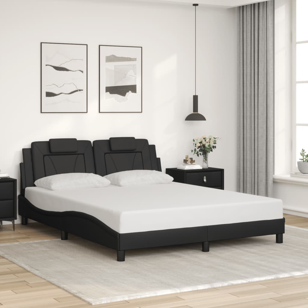 Bedframe "Viana" zonder matras kunstleer zwart 160x200 cm is nu te koop bij PeponiXL, paradijselijk wonen!