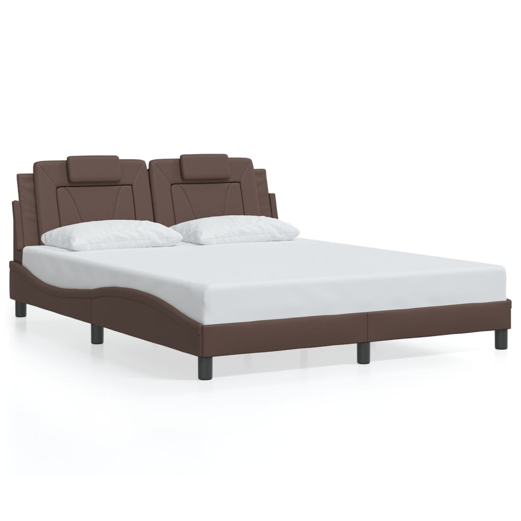 Bedframe "Viana" zonder matras kunstleer bruin 160x200 cm is nu te koop bij PeponiXL, paradijselijk wonen!
