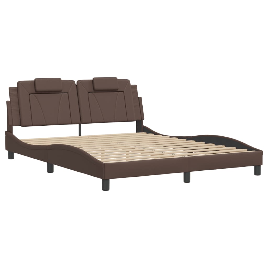Bedframe "Viana" zonder matras kunstleer bruin 160x200 cm is nu te koop bij PeponiXL, paradijselijk wonen!