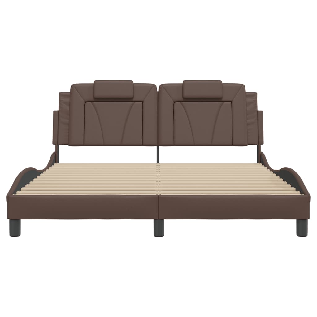 Bedframe "Viana" zonder matras kunstleer bruin 160x200 cm is nu te koop bij PeponiXL, paradijselijk wonen!