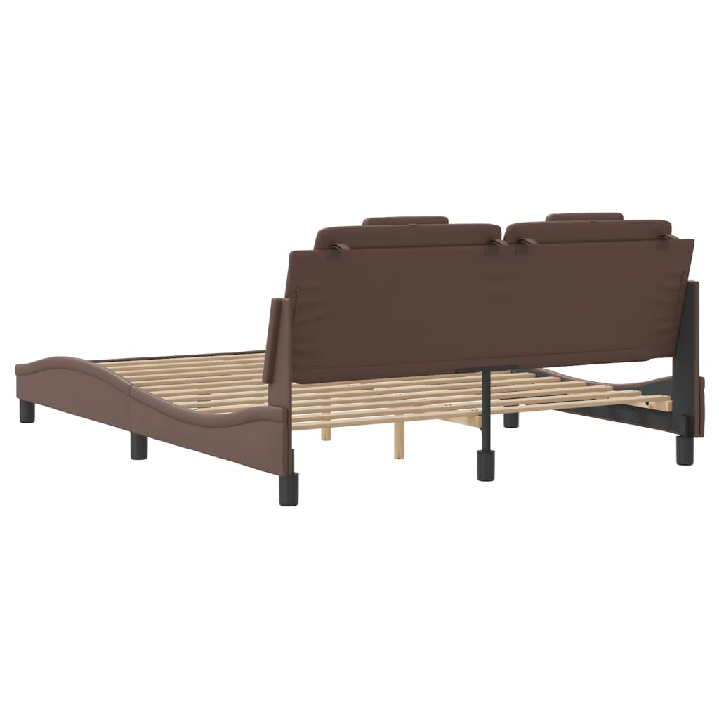 Bedframe "Viana" zonder matras kunstleer bruin 160x200 cm is nu te koop bij PeponiXL, paradijselijk wonen!