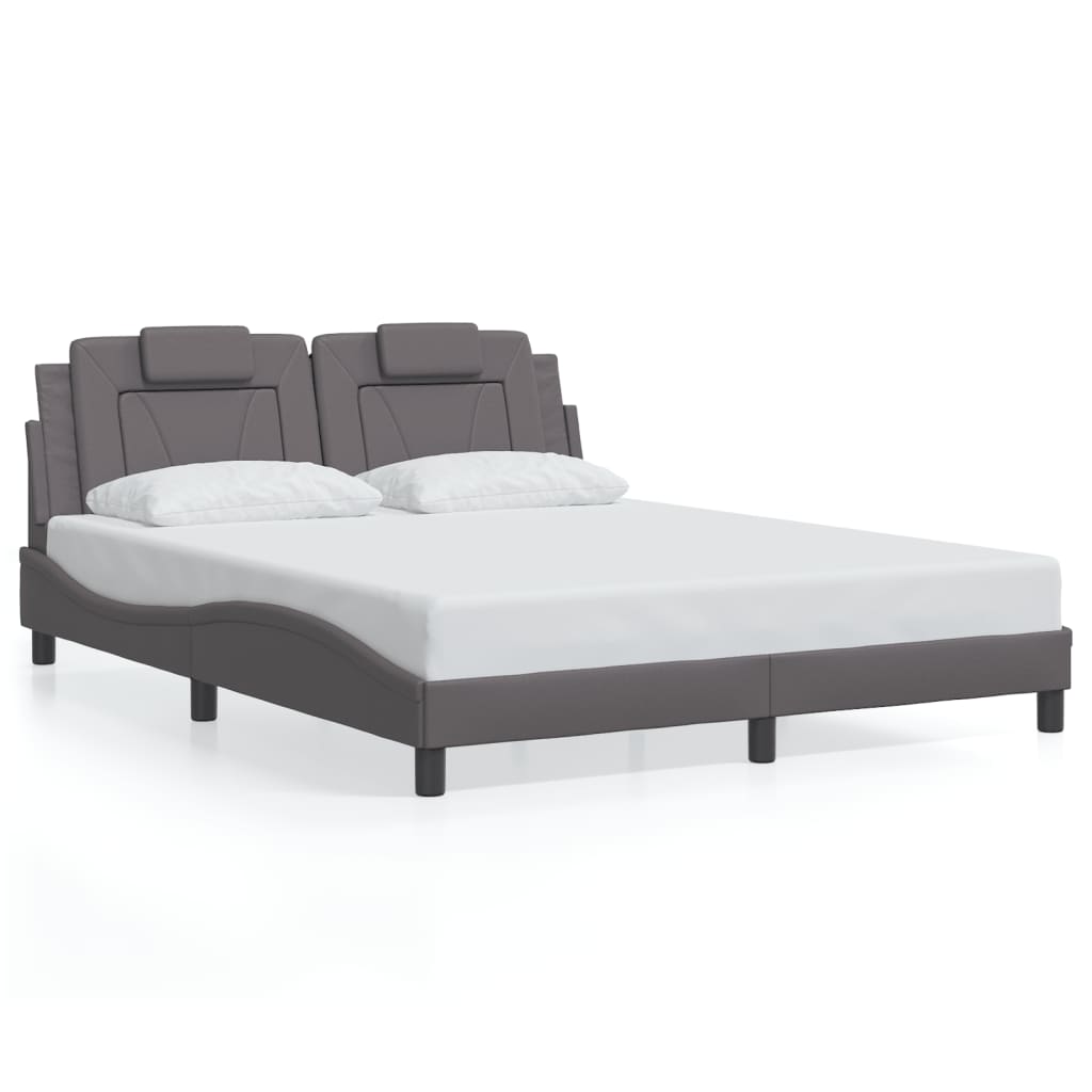 Bedframe "Viana" zonder matras kunstleer grijs 160x200 cm is nu te koop bij PeponiXL, paradijselijk wonen!