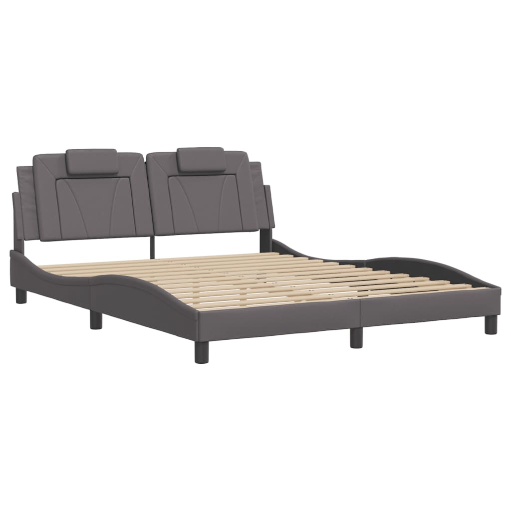 Bedframe "Viana" zonder matras kunstleer grijs 160x200 cm is nu te koop bij PeponiXL, paradijselijk wonen!