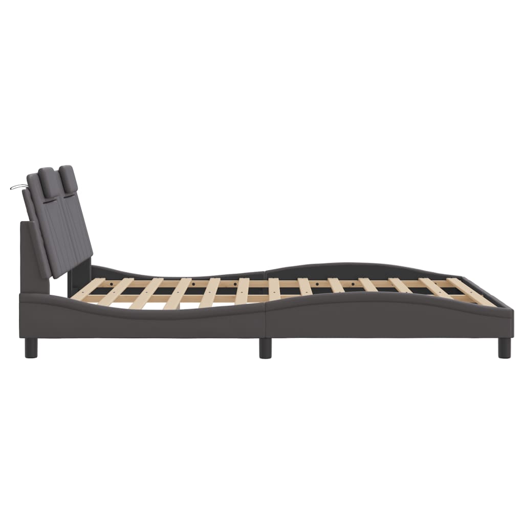Bedframe "Viana" zonder matras kunstleer grijs 160x200 cm is nu te koop bij PeponiXL, paradijselijk wonen!