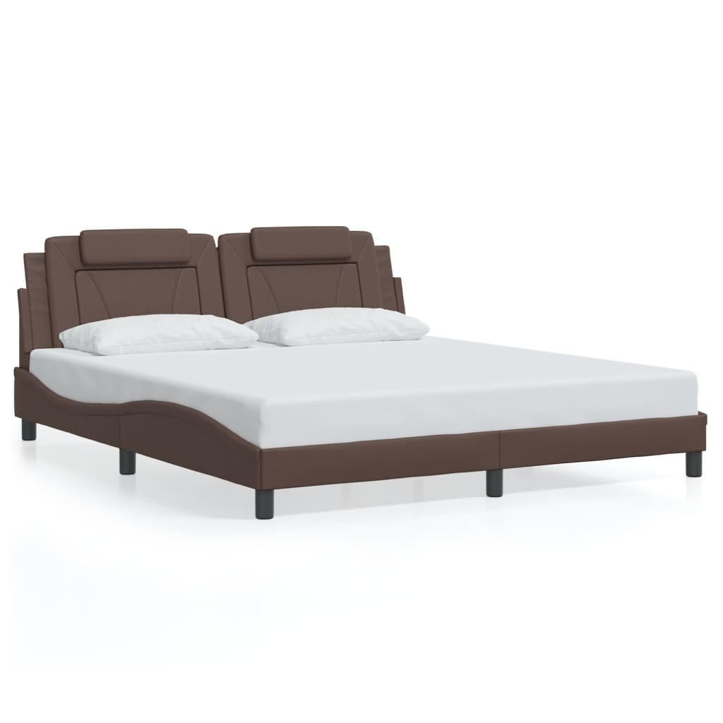 Bedframe "Viana" zonder matras kunstleer bruin 180x200 cm is nu te koop bij PeponiXL, paradijselijk wonen!