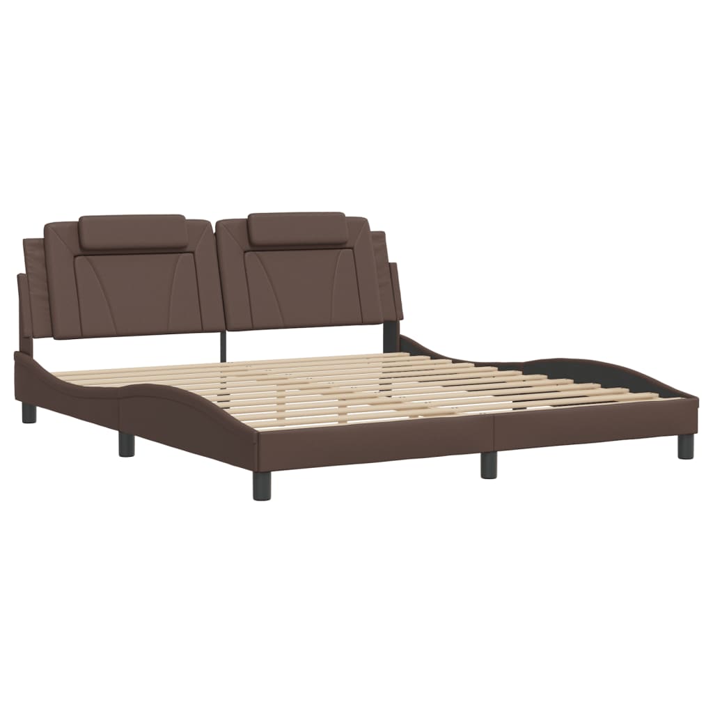 Bedframe "Viana" zonder matras kunstleer bruin 180x200 cm is nu te koop bij PeponiXL, paradijselijk wonen!