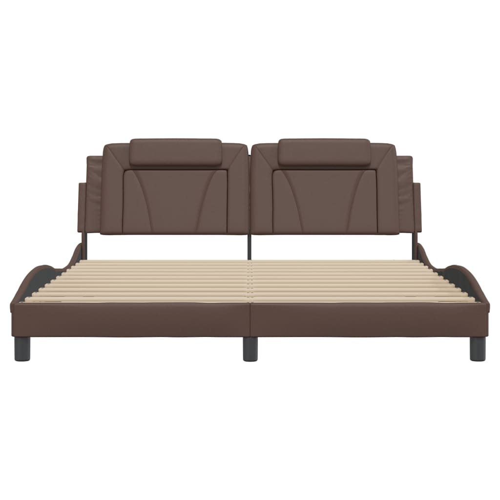 Bedframe "Viana" zonder matras kunstleer bruin 180x200 cm is nu te koop bij PeponiXL, paradijselijk wonen!