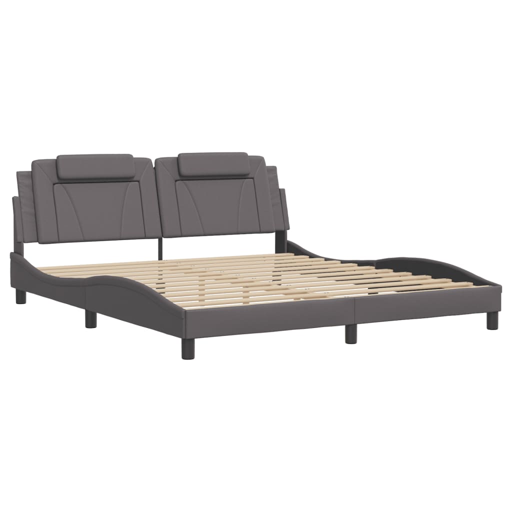 Bedframe "Viana" zonder matras kunstleer grijs 180x200 cm is nu te koop bij PeponiXL, paradijselijk wonen!