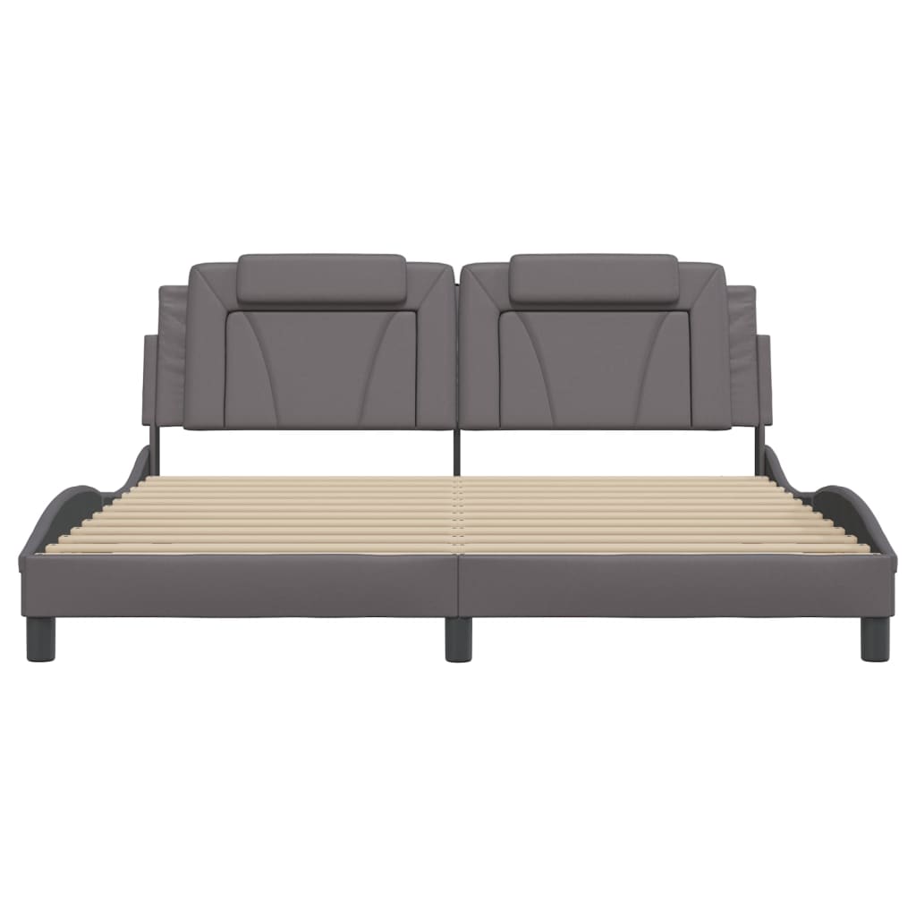 Bedframe "Viana" zonder matras kunstleer grijs 180x200 cm is nu te koop bij PeponiXL, paradijselijk wonen!