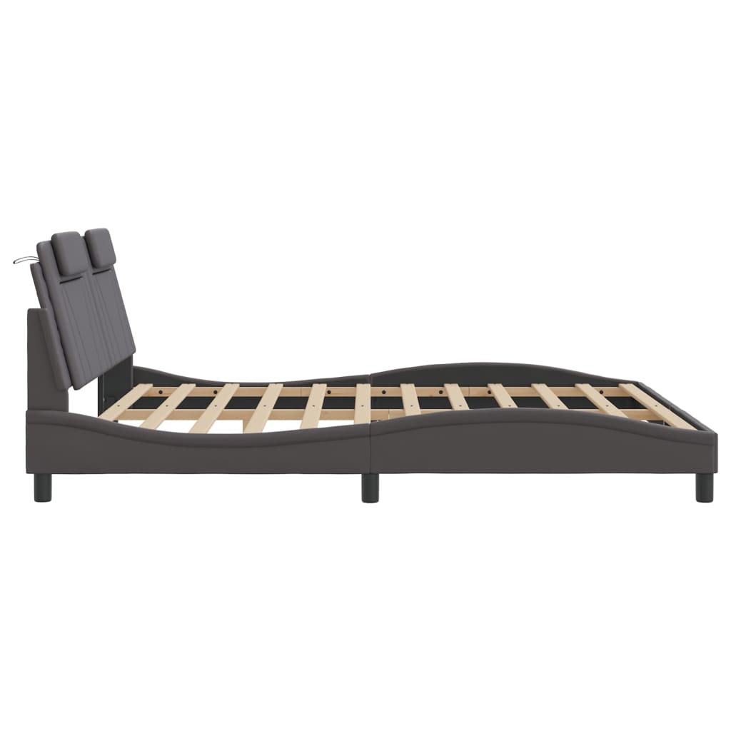 Bedframe "Viana" zonder matras kunstleer grijs 180x200 cm is nu te koop bij PeponiXL, paradijselijk wonen!