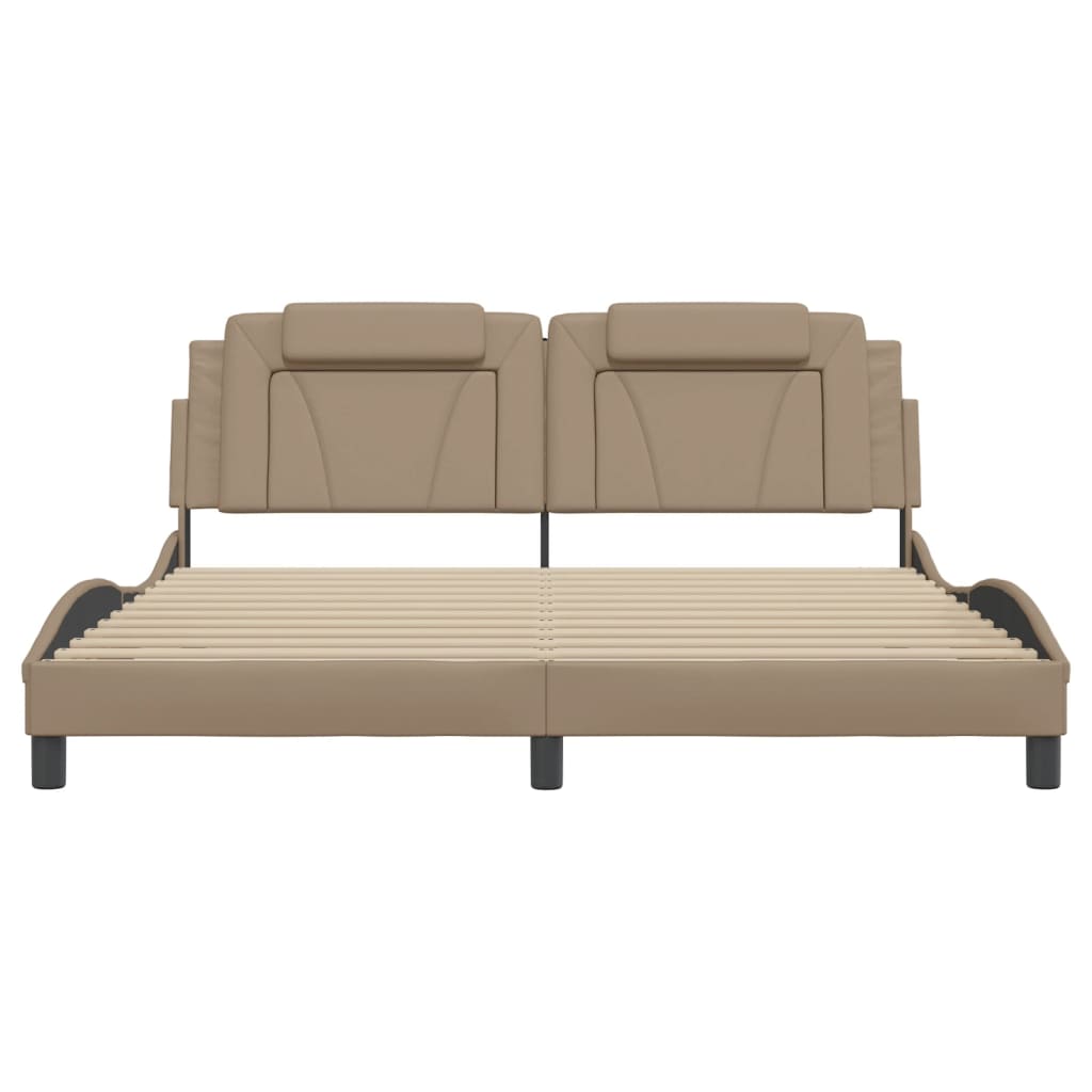 Bedframe "Viana" zonder matras kunstleer cappuccinokleurig 180x200 cm is nu te koop bij PeponiXL, paradijselijk wonen!