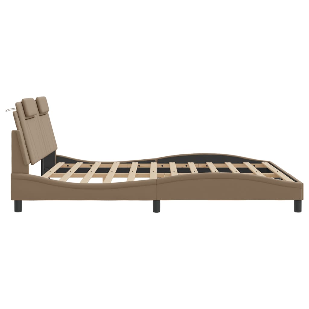 Bedframe "Viana" zonder matras kunstleer cappuccinokleurig 180x200 cm is nu te koop bij PeponiXL, paradijselijk wonen!