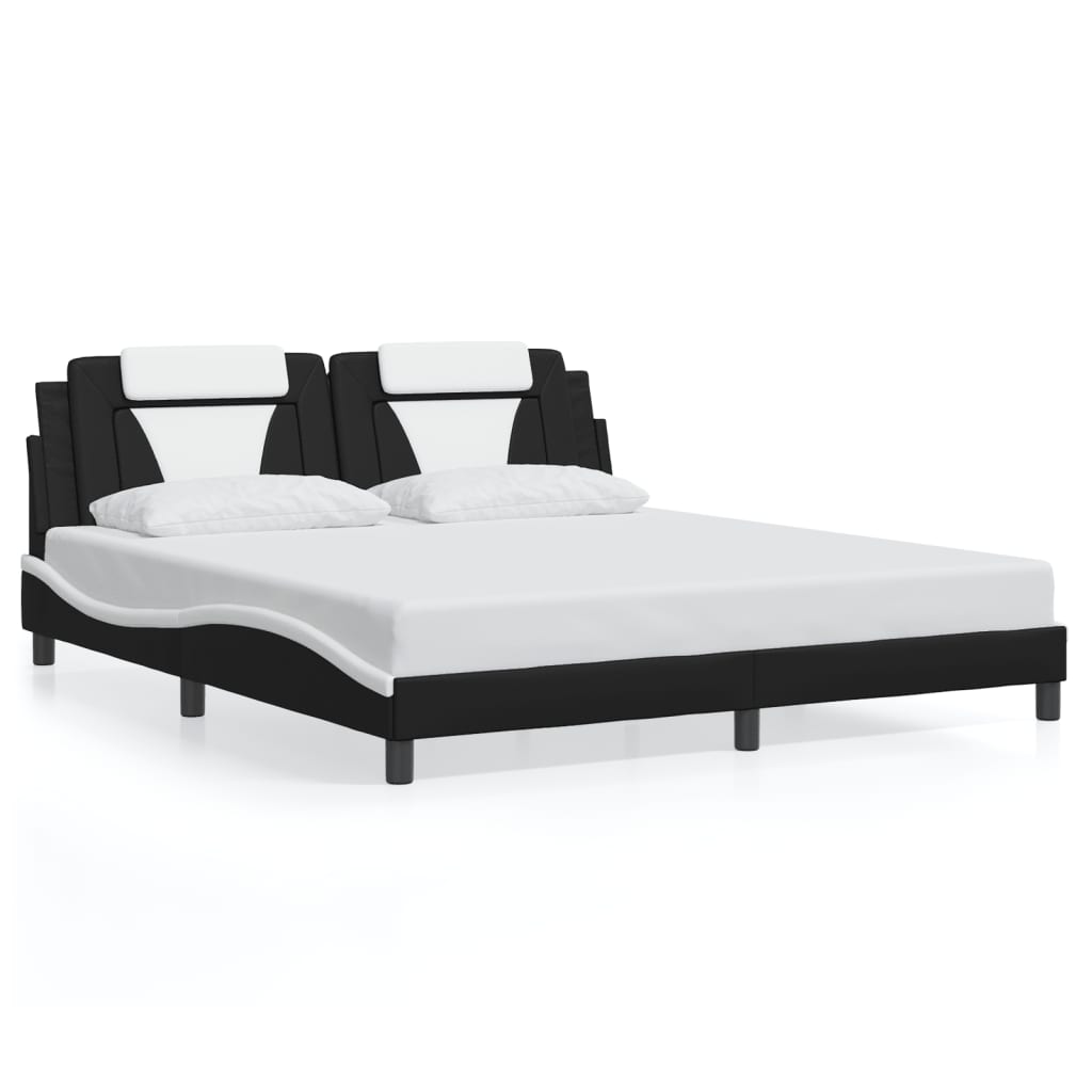 Bedframe "Viana" zonder matras kunstleer zwart en wit 180x200 cm is nu te koop bij PeponiXL, paradijselijk wonen!