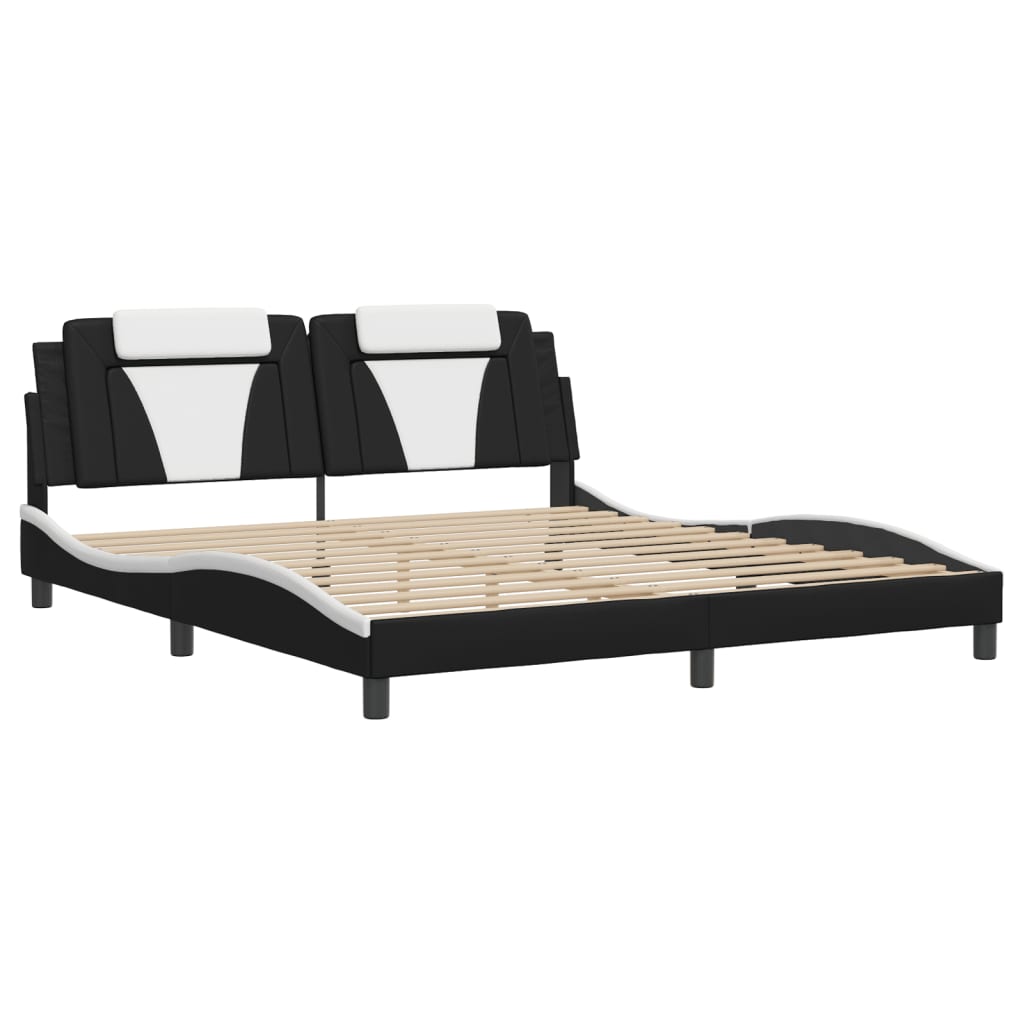 Bedframe "Viana" zonder matras kunstleer zwart en wit 180x200 cm is nu te koop bij PeponiXL, paradijselijk wonen!