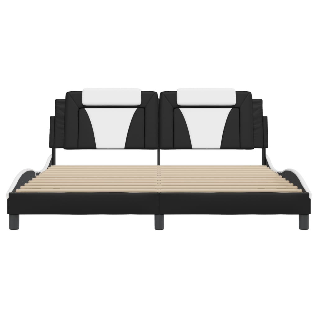 Bedframe "Viana" zonder matras kunstleer zwart en wit 180x200 cm is nu te koop bij PeponiXL, paradijselijk wonen!