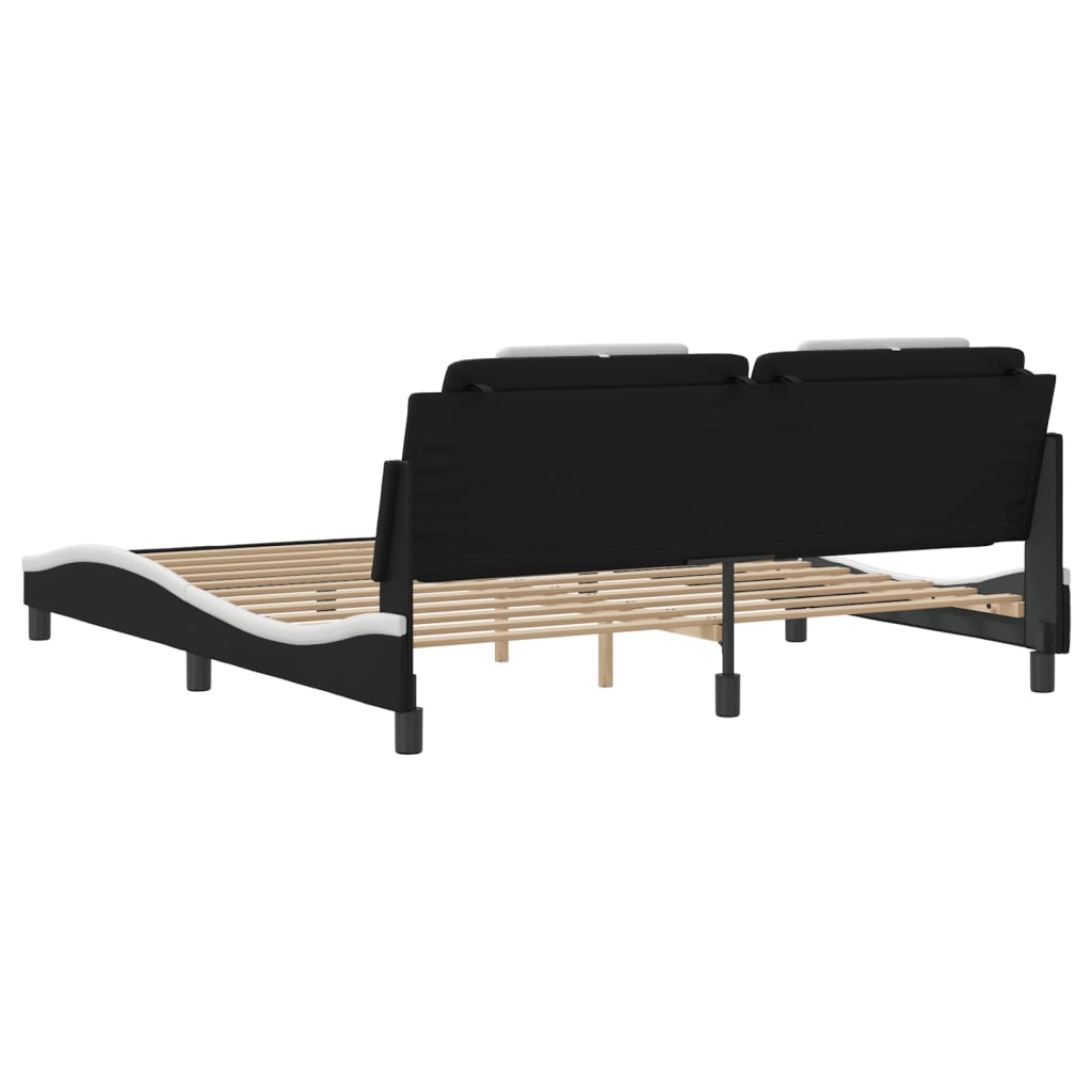 Bedframe "Viana" zonder matras kunstleer zwart en wit 180x200 cm is nu te koop bij PeponiXL, paradijselijk wonen!