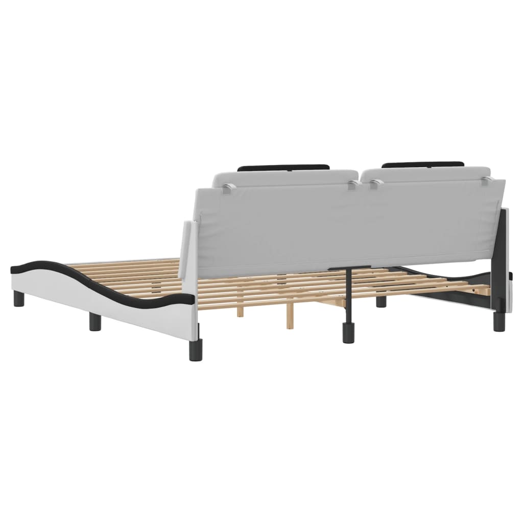 Bedframe "Viana" zonder matras kunstleer wit en zwart 180x200 cm is nu te koop bij PeponiXL, paradijselijk wonen!