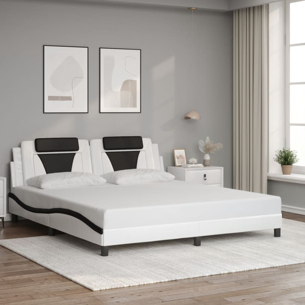 Bedframe "Viana" zonder matras kunstleer wit en zwart 180x200 cm is nu te koop bij PeponiXL, paradijselijk wonen!