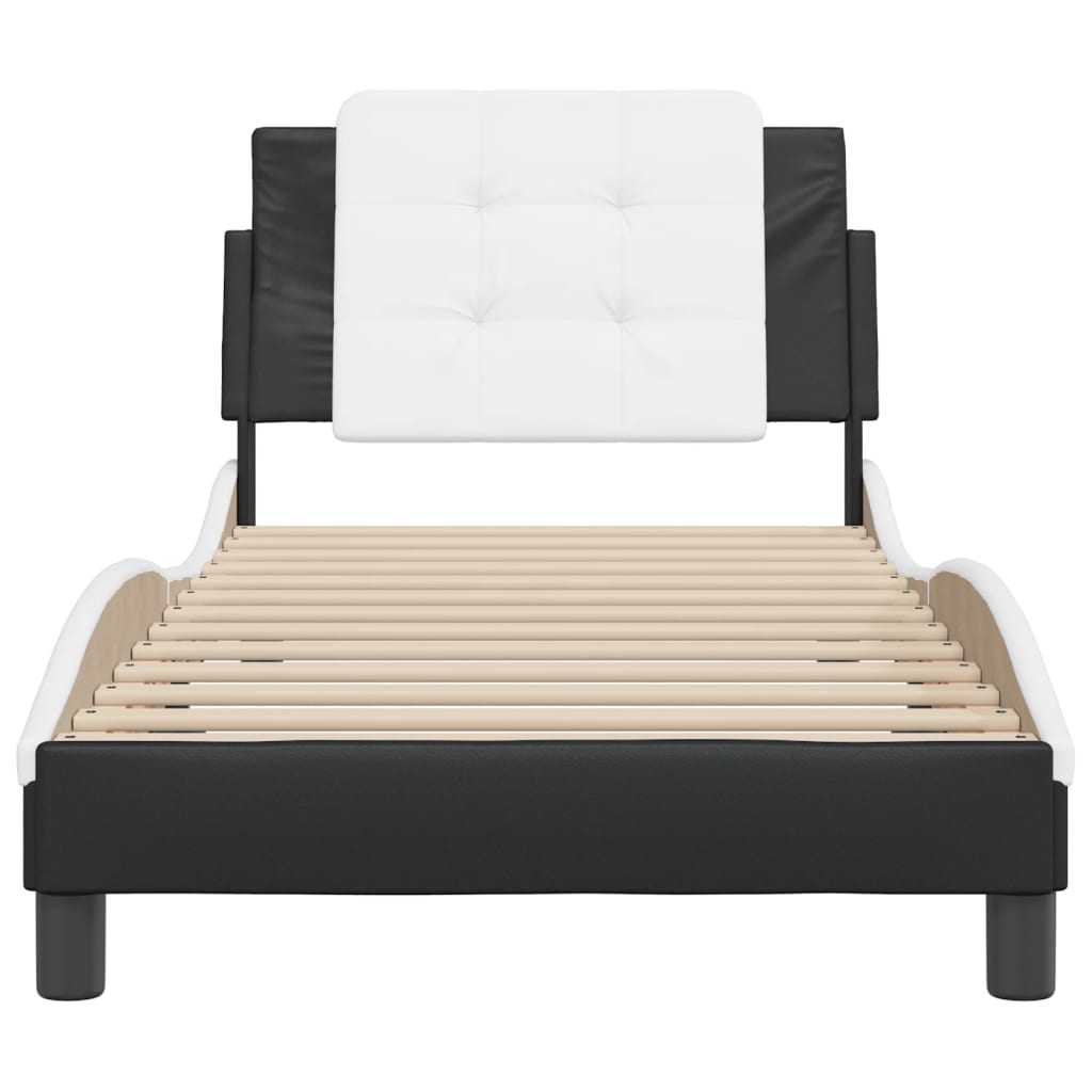 Bedframe zonder matras "Zadar" kunstleer zwart en wit 80x200 cm is nu te koop bij PeponiXL, paradijselijk wonen!