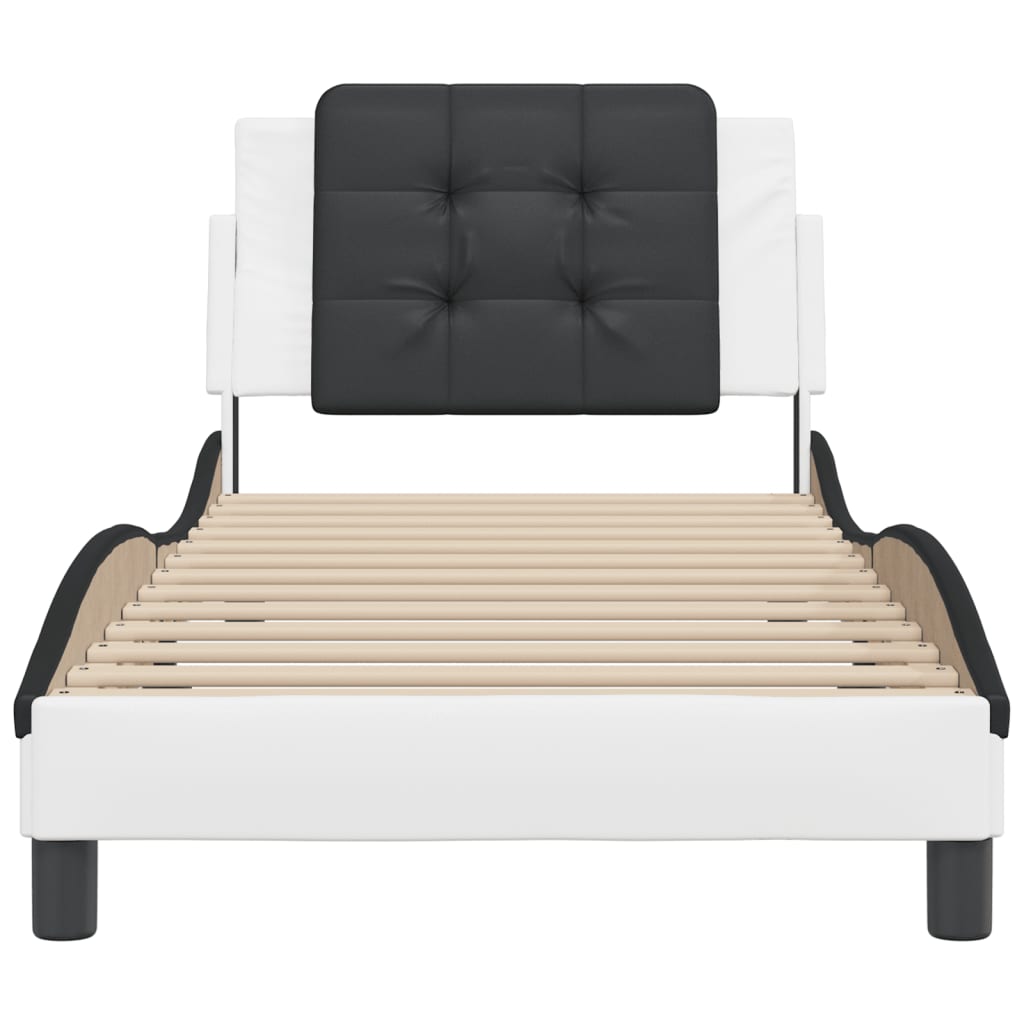 Bedframe zonder matras "Zadar" kunstleer zwart en wit 90x190 cm is nu te koop bij PeponiXL, paradijselijk wonen!