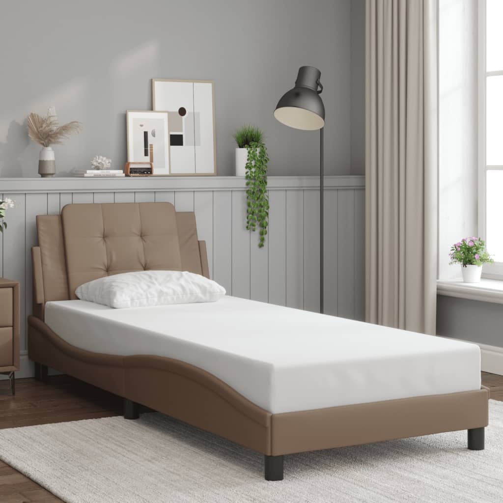 Bedframe zonder matras "Zadar" kunstleer cappuccinokleurig 90x200 cm is nu te koop bij PeponiXL, paradijselijk wonen!