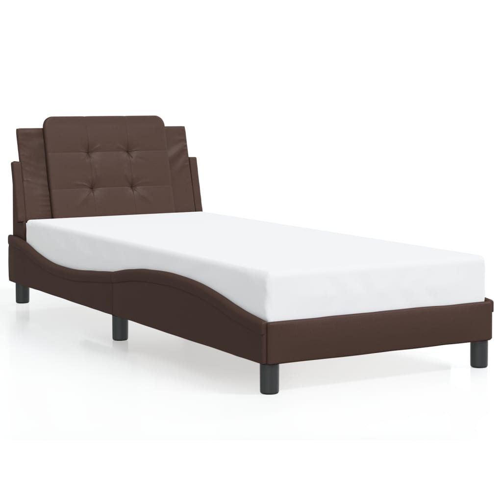 Bedframe zonder matras "Zadar" kunstleer bruin 100x200 cm is nu te koop bij PeponiXL, paradijselijk wonen!