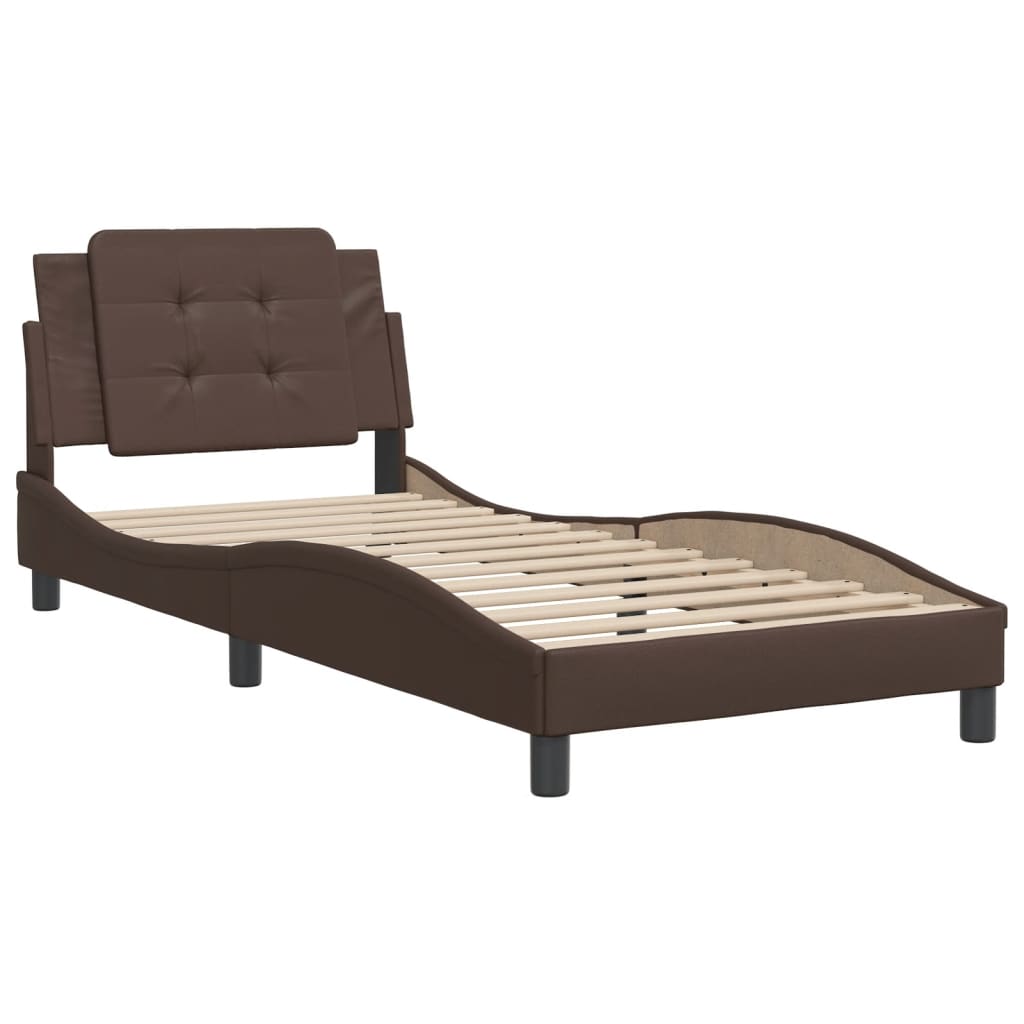 Bedframe zonder matras "Zadar" kunstleer bruin 100x200 cm is nu te koop bij PeponiXL, paradijselijk wonen!