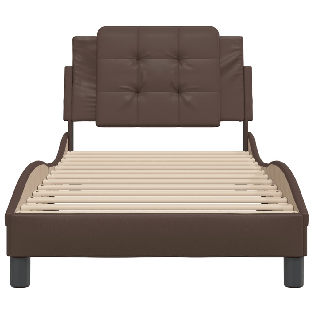 Bedframe zonder matras "Zadar" kunstleer bruin 100x200 cm is nu te koop bij PeponiXL, paradijselijk wonen!