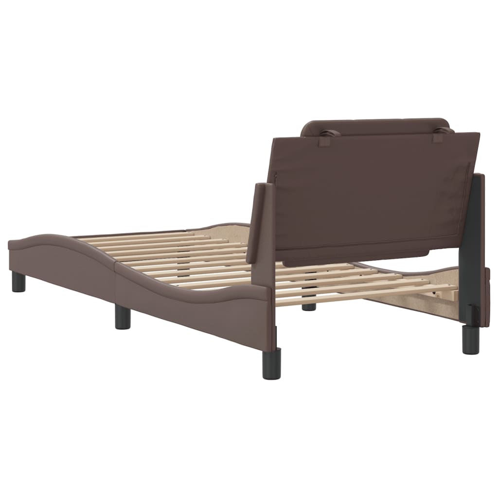 Bedframe zonder matras "Zadar" kunstleer bruin 100x200 cm is nu te koop bij PeponiXL, paradijselijk wonen!