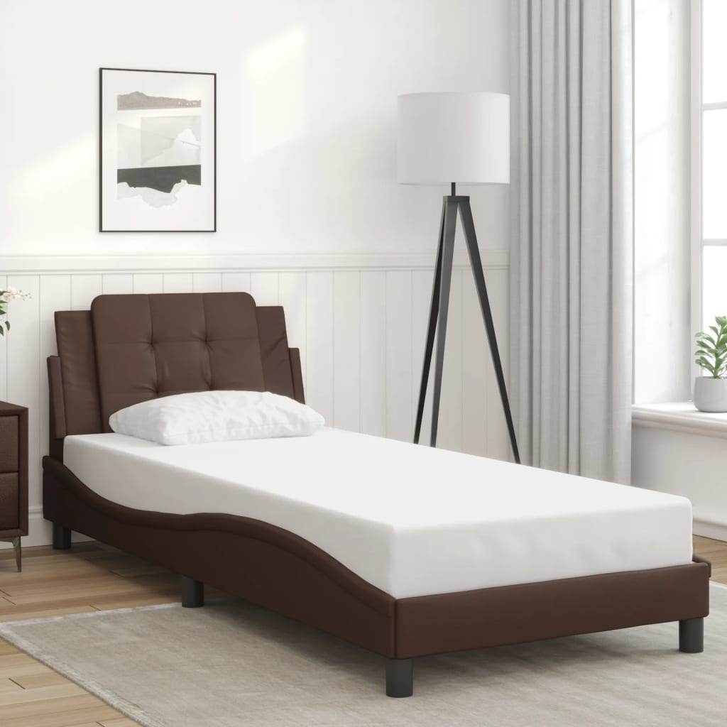 Bedframe zonder matras "Zadar" kunstleer bruin 100x200 cm is nu te koop bij PeponiXL, paradijselijk wonen!